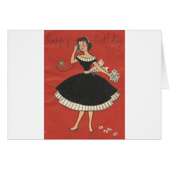 Elegante tarjeta de cumpleaños vintage (Anverso (Horizontal))