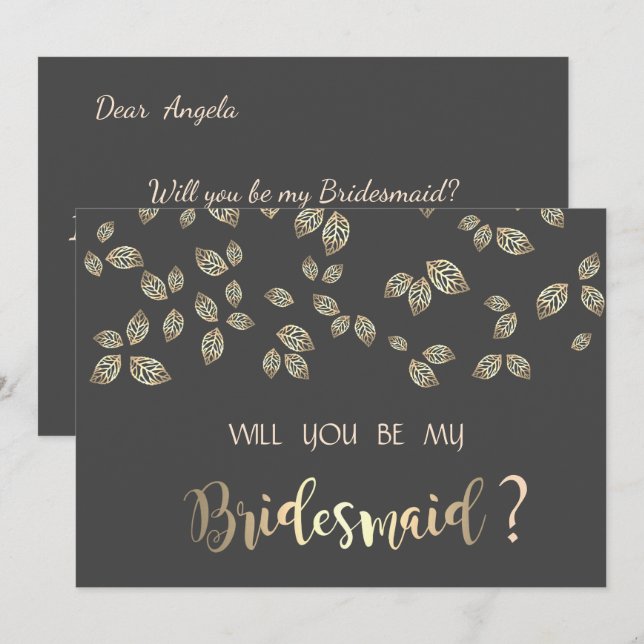 Elegante tarjeta de dama de honor de la Moda (Anverso / Reverso)