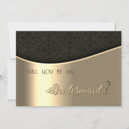 Elegante tarjeta de dama de honor de oro de Damask