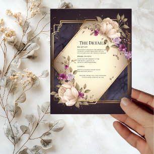 Elegante tarjeta de detalle Boda de flores moradas