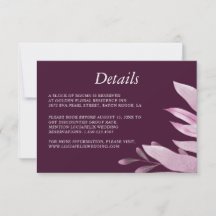 Elegante tarjeta de detalle de Boda Burgundy Big L
