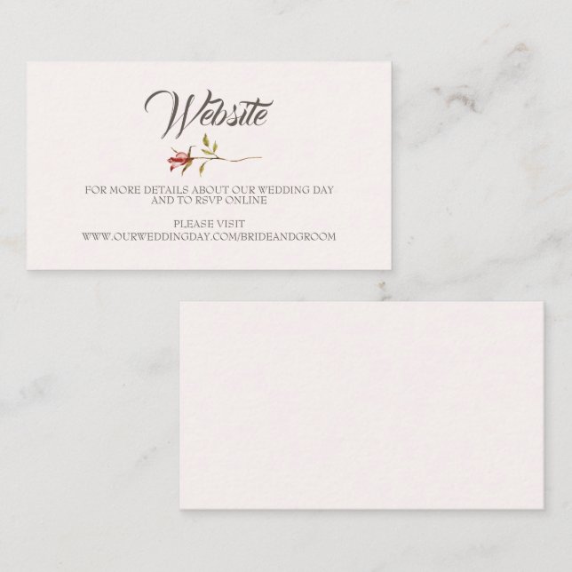 Elegante tarjeta de detalle de sitio web de Rosa r (Anverso / Reverso)