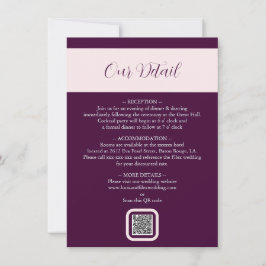 Elegante tarjeta de detalle del Boda QR de Crimson