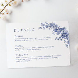Elegante tarjeta de detalle floral azul francesa d