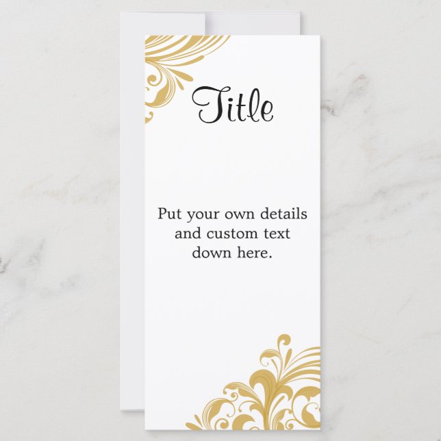 Elegante tarjeta de detalles Boda de giro dorado d (Anverso)