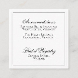 Elegante tarjeta de detalles de Boda blanco y negr