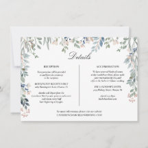 Elegante tarjeta de detalles de Boda con cascada f