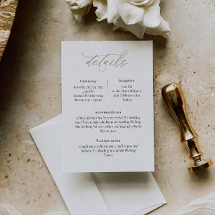 Elegante Tarjeta de detalles de boda con fuente ca