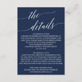 Elegante tarjeta de detalles de Boda de caligrafía