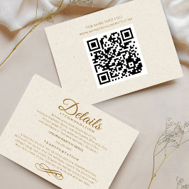 Elegante tarjeta de detalles de Boda de guión dora