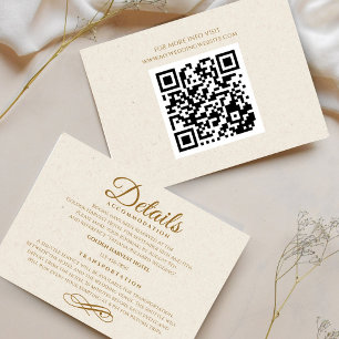 Elegante tarjeta de detalles de Boda de guión dora