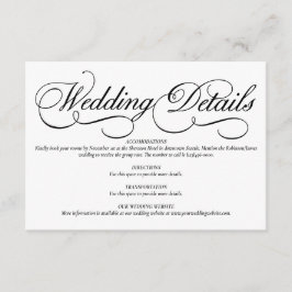 Elegante tarjeta de detalles de Boda formal blanco