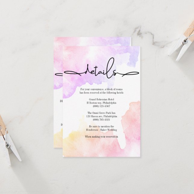 Elegante Tarjeta de detalles de boda. Invitación (Anverso/Reverso In Situ)