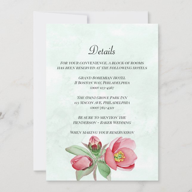 Elegante Tarjeta de detalles de boda. Invitación (Anverso)