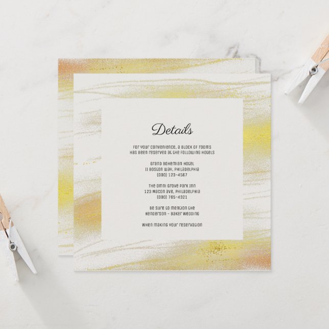 Elegante Tarjeta de detalles de boda. Invitación (Anverso/Reverso In Situ)