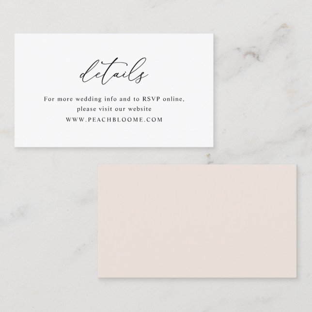 Elegante tarjeta de detalles de Boda minimalista e (Anverso / Reverso)