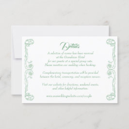 Elegante Tarjeta de detalles de boda - Rosa verde 