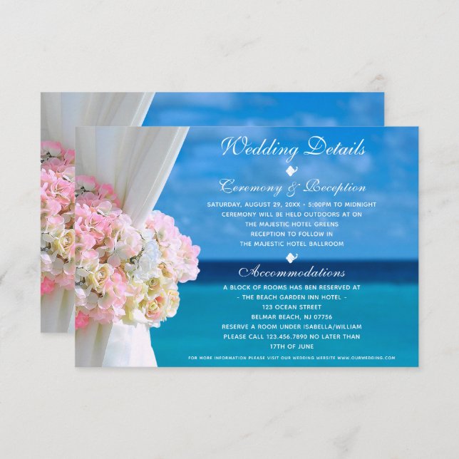 Elegante tarjeta de detalles de bodas de marea en  (Anverso / Reverso)