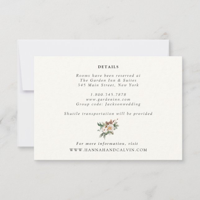 Elegante tarjeta de detalles de la boda de inviern (Anverso)