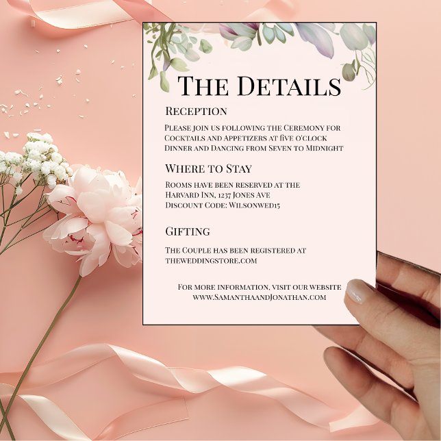 Elegante tarjeta de detalles de la invitación a la (Subido por el creador)
