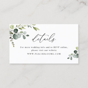 Elegante tarjeta de detalles de sitio web Boda de