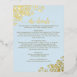 Elegante tarjeta de detalles del Boda azul pálido 