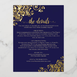 Elegante tarjeta de detalles del Boda azul y Relie