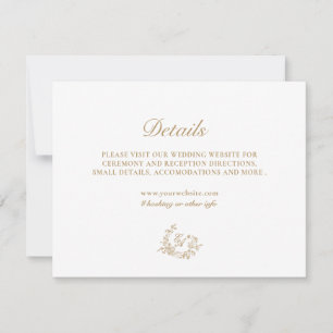 Elegante tarjeta de detalles del Boda de oro flora