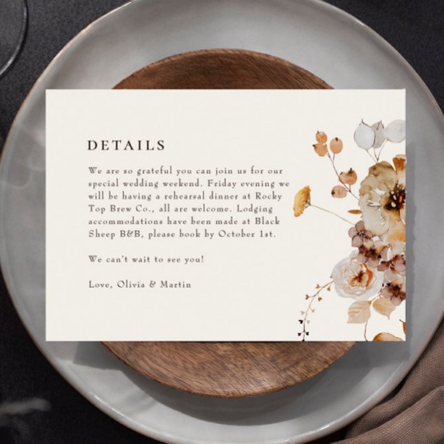 Elegante tarjeta de detalles del Boda floral de Wo (Subido por el creador)