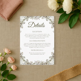 Elegante tarjeta de detalles del Boda floral marró
