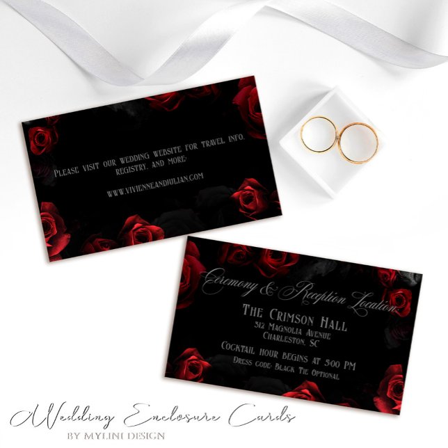 Elegante tarjeta de detalles del Boda floral rojo  (Subido por el creador)