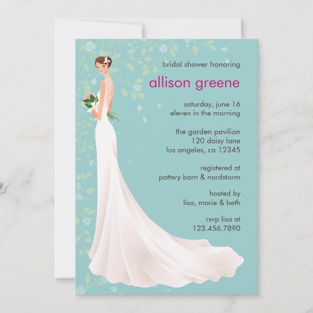 Elegante tarjeta de ducha nupcial (Anverso)