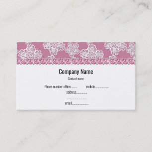 Elegante tarjeta de empresa Pink White Lace