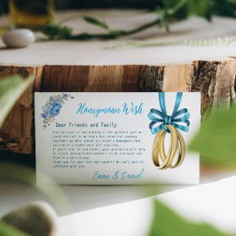 Elegante tarjeta de envoltorio de ducha azul flora