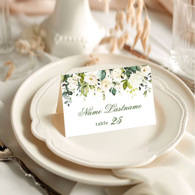 Elegante Tarjeta de Escort Boda Eucalyptus White R (Subido por el creador)