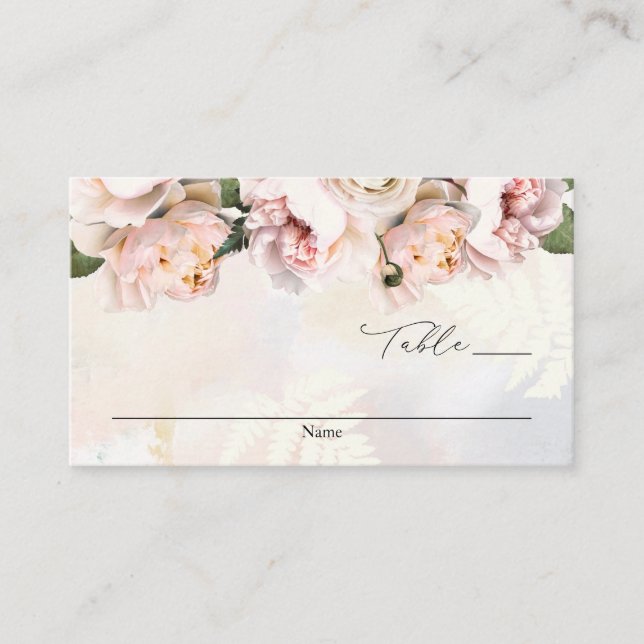 Elegante Tarjeta de Escort Boda floral rosa Rubor (Anverso)