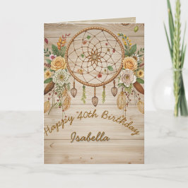 Elegante tarjeta de felicitación Boho 40th Birthda