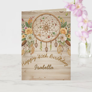 Elegante tarjeta de felicitación Boho 40th Birthda