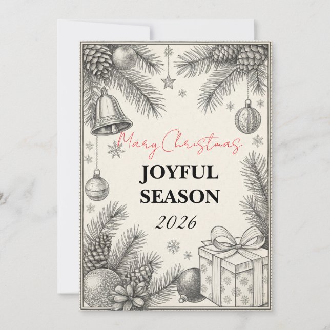 Elegante tarjeta de felicitación de Año Nuevo 2026 (Anverso)