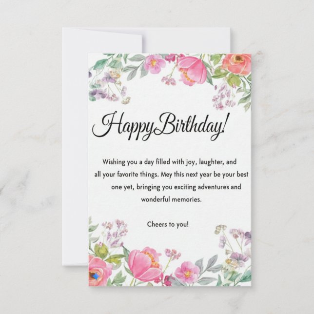 Elegante tarjeta de felicitación de cumpleaños fel (Anverso)