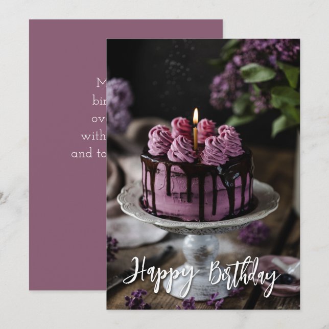 Elegante Tarjeta de felicitación de cumpleaños par (Anverso / Reverso)