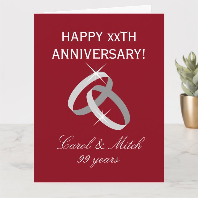 Elegante tarjeta de felicitación del Aniversario F (Planta pequeña)