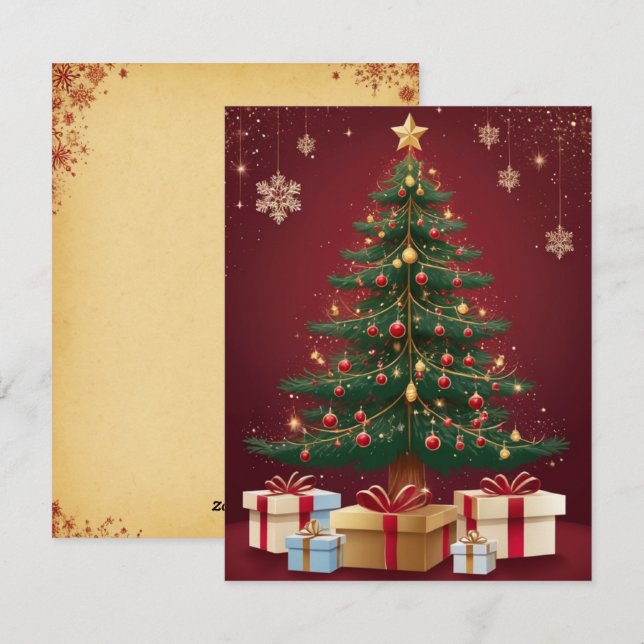 Elegante tarjeta de felicitación del árbol de Navi (Anverso / Reverso)