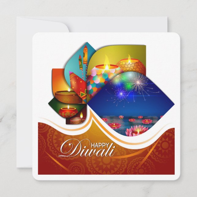 Elegante tarjeta de felicitación del Festival Diwa (Anverso)