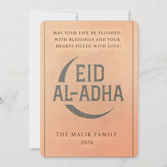 Elegante tarjeta de felicitación Eid Al-Adha Gold  (Anverso)