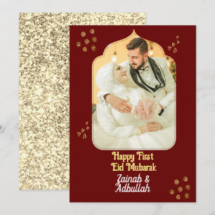 Elegante tarjeta de felicitación Eid Gold