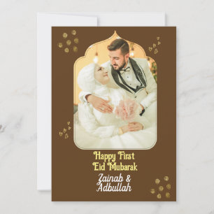 Elegante tarjeta de felicitación Eid Gold