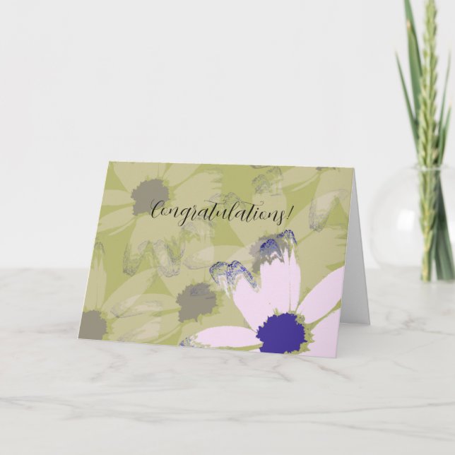 Elegante tarjeta de felicitaciones a la floral ver (Anverso)