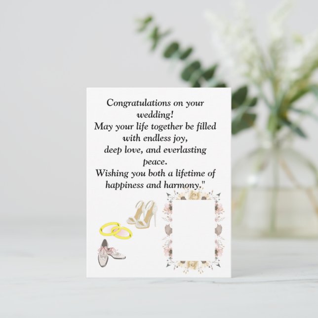 Elegante tarjeta de felicitaciones de boda | Fl ro (Anverso de pie)
