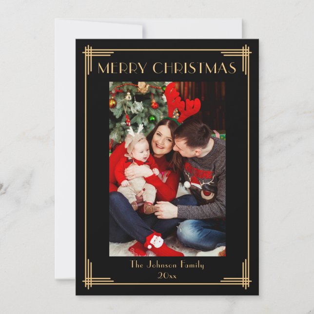 Elegante tarjeta de festividad navideña de foto me (Anverso)